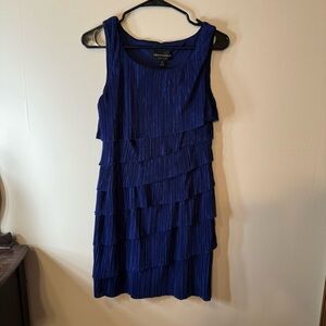Connected Apparel Blue Tiered Ruffled Sheath Dress